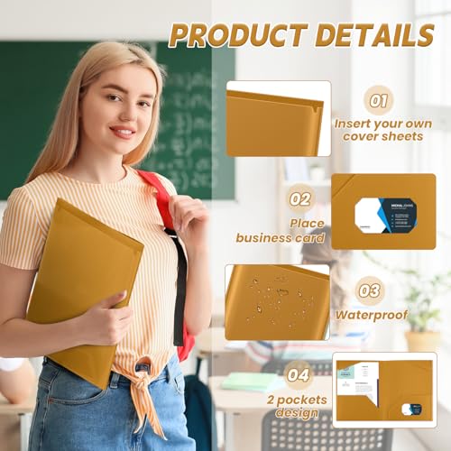 Henoyso 36 Pack Brown Plastic Folders with Clear Front Pockets Heavy Duty File Folders with 2 Pockets and Card Slot for Student Communication School Office Presentation Report - color: Brown