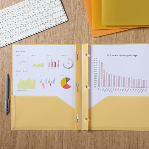Mr. Pen- Plastic Folders with Pockets and Prongs, 5 Pack, Letter Size | Gold Spectrum, Flexible Plastic Folders with Prongs - color: Gold Spectrum, size: 5 Pack