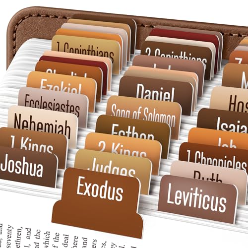 EssexWares – Coffee Solid Color Bible Tabs for Old and New Testament, 80 Large Print Tabs for Bible Study, Water-Resistant and Durable Bible Index Tabs for Women and Men - 1.7" Wide - color: Coffee