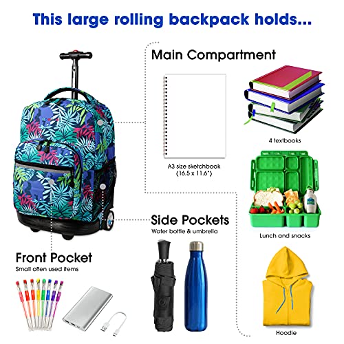 J World New York Sunrise Rolling Backpack Backpack, SAVANNA, 18" - color: Savanna