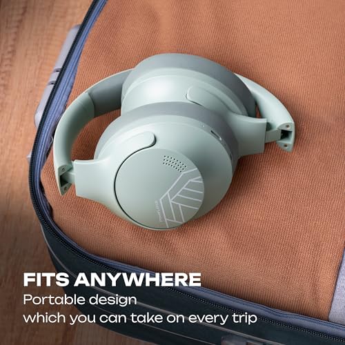 PowerLocus Bluetooth Headphones Over Ear, 50H Playtime with 4 EQ Modes Wireless Headphones with Microphone, HiFi Stereo Deep Bass, Soft Ear Cups, Foldable Lightweight Headset for Travel/Office/Workout - color: Mint
