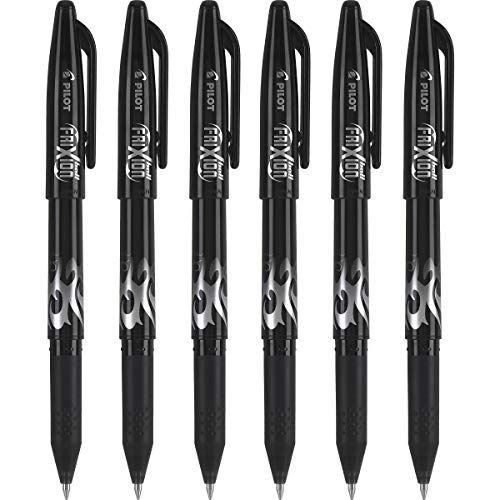 Pilot, FriXion Ball Erasable & Refillable Gel Ink Pens, Fine Point 0.7 mm, Pack of 6, Black - color: Black