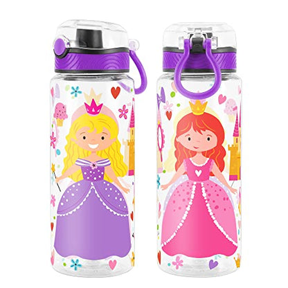 Cute Water Bottle for School Kids Girls, BPA FREE Tritan & Leak Proof & Easy Clean & Carry Handle, 23oz/ 680ml - Princess - color: Princess