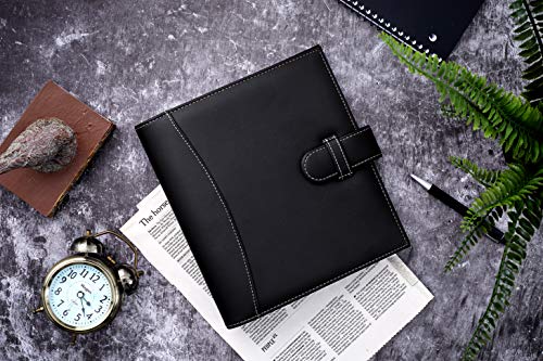 It's Academic Mini Executive Leather Portfolio Folder, 1" Ring Binder and 250-Sheet Capacity, Note Pads, and 5.5"" x 8.5" Documents, 2 Pen Loops, Black Faux Leather (98294) - color: Black, style: 8.5" x 9"