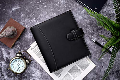 It's Academic Mini Executive Leather Portfolio Folder, 1" Ring Binder and 250-Sheet Capacity, Note Pads, and 5.5"" x 8.5" Documents, 2 Pen Loops, Black Faux Leather (98294) - color: Black, style: 8.5" x 9"