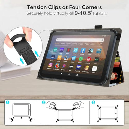 Universal 10 10.1 Inch Android Tablet Case,Slim Folding Stand Cover for All 9"-10.5" Touchscreen Tablet Case with Stylus Pen Holder,Bookshelf Cat - color: Bookshelf Cat