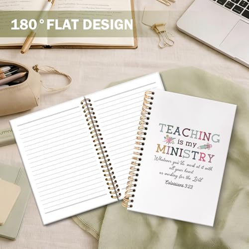 Bible Teacher Spiral Notebook Journal, Christian Teachers Gifts Journal for Notes Planning, Colossians 3:23 Bible Study for Notes Planning, Teacher Gifts for Women, 5.5 X 8.3 Inch - color: Christian