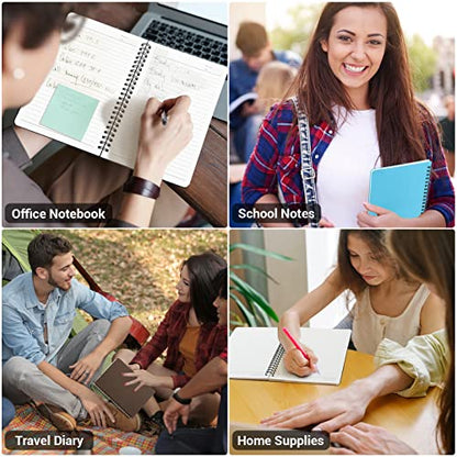EUSOAR Spiral Ruled Notebook, A5 3packs 5.5"X8.3" 120 Pages Lined Travel Writing Notebooks Journal, Memo Notepad Sketchbook, College Office Business Diary Ruled Spiral Book Journal-3 Colors Covers - color: Black, Blue, Coffee, size: 3 Packs