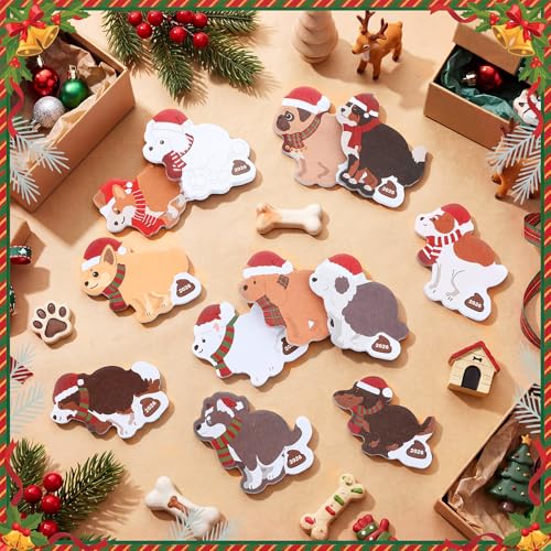 Yinder 24 Pads Christmas Cute Sticky Notes Fun Kawaii Dog Poop Sticky Notes Pads Bulk Cartoon Memo Self Adhesive Gift for Valentines Veterinary Office School Tab Party Supplies - style: Dog Poop