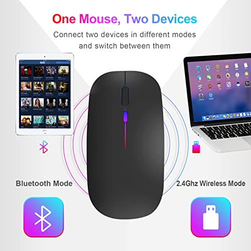 Wireless Mouse for Computer Laptop,Bluetooth Mouse for Apple MacBook,Dual Mode BT 5.0+ 2.4GHz USB Mice