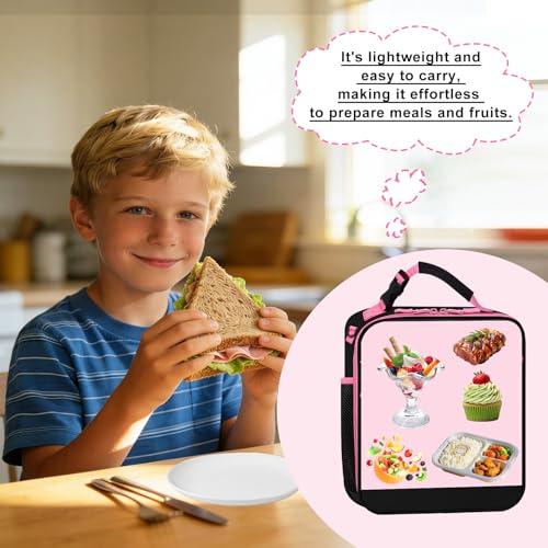 Lunch Box for Women Girls Kids School Backpack Work Picnic Meal Food Cooler Bags Heated Insulated Lunch Bag, Reusable Lunch Tote Bags Water Bottle Holder Handheld Shoulder Strap Black Pink A - color: 11 Black-Pink A