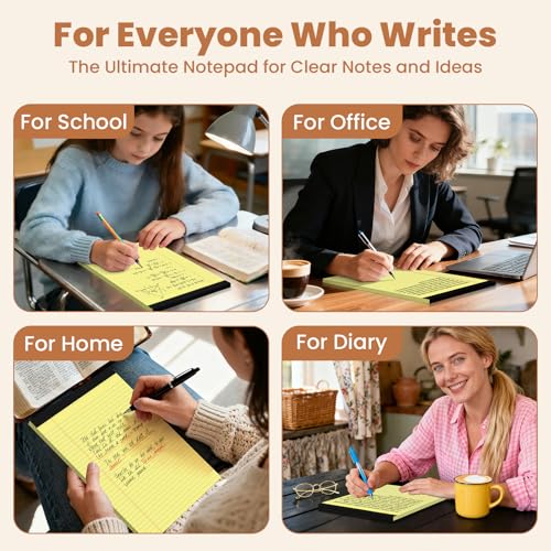 12Packs Legal Pads 8.5 x 11 Inch, 50Sheets/Pack, College Ruled & Perforated Yellow Writing Pads, Pads of Paper 8.5 x 11, Lined Note Pads with Sturdy Backing for Office, Business & School Supplies - color: Yellow, style: 12 Pads-50 Sheets/Pads