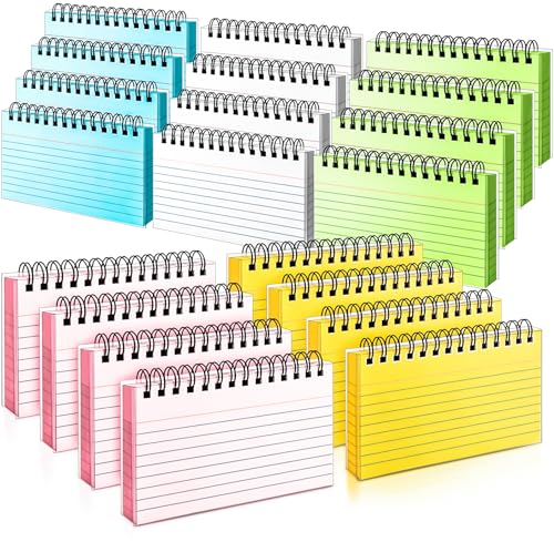 Colorful 1000 PCS Spiral Index Cards 3x5 Inch Flash Cards with Ring Lined Note Card Book Flashcards, Colored Ruled Card Pad Index Note Books 3 x 5 Notecards for Studying School Office Supply - size: 3x5 Inch, style: 1000 Sheets