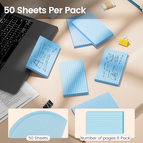 Index Cards 3x5 Inch, 300sheets, Flash Cards,Ruled Lined Blue Note Cards Paper For Studying, Schools Supplies, College, Office And Home Organization, Note Taking Supplies - color: Blue