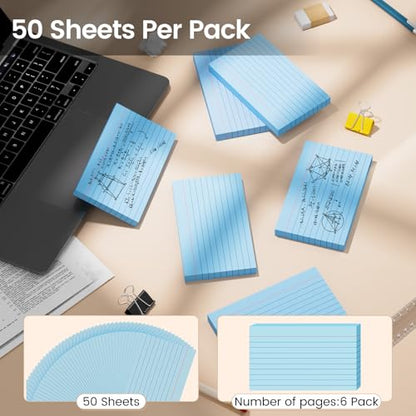Index Cards 3x5 Inch, 300sheets, Flash Cards,Ruled Lined Blue Note Cards Paper For Studying, Schools Supplies, College, Office And Home Organization, Note Taking Supplies - color: Blue
