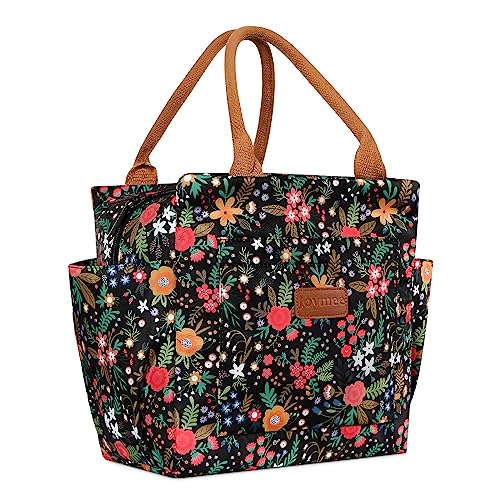 Joymee Insulated Lunch Bag For Women Reusable Leakproof - Multi-Floral | Large Capacity, Bottle Holder & Side Pockets, Leakproof Insulated Design, for Work, Travel, Picnic & Daily Use, for Adult - color: 04 Multi-Floral
