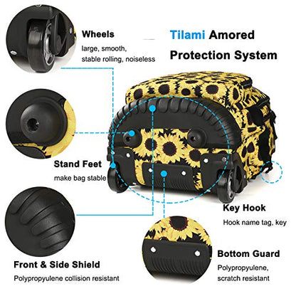 Tilami Rolling Backpack 18 inch Wheeled Laptop Backpack School College Student Travel Trip Boys and Girls (Sunflower) - color: Sunflower