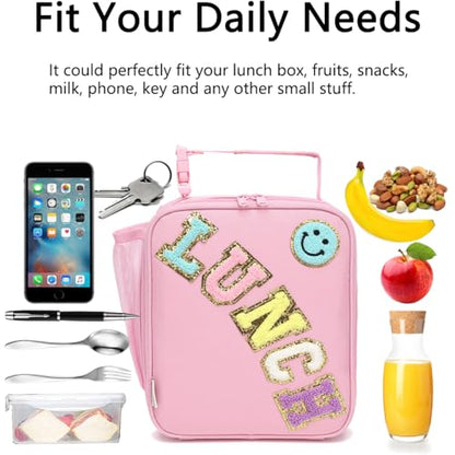 GYEUKHAM Insulated Lunch Bag for Women Girl Teen large Insulated Kid Lunch Bag,Large Reusable Cute Cooler Bag for School Work Picnic,Pink Alphabet - color: Pink Alphabet