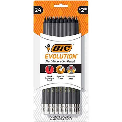 BIC Evolution Cased Pencil, 2 Lead, Gray Barrel, 24-Count - color: Gray, size: 1 Count (Pack of 1)