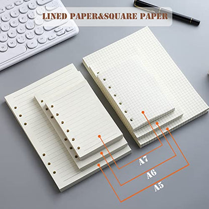 DY.2ten Refillable A7 Notebook Set, 3 Pack Lined Refill Paper, A7 Clear Zipper Binder Pockets, Dividers, Ruler Marker, Paper Refill for 6-Ring Binders Planner Notebook - color: A7 Lined Paper