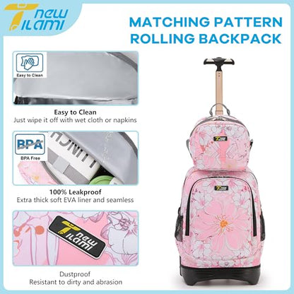 NEW TILAMI Kids Lunch Bag Double Insulated for tilami Rolling Backpack Girls Boys forTravel School Picnic, Romantic Flowers - color: Romantic Flowers