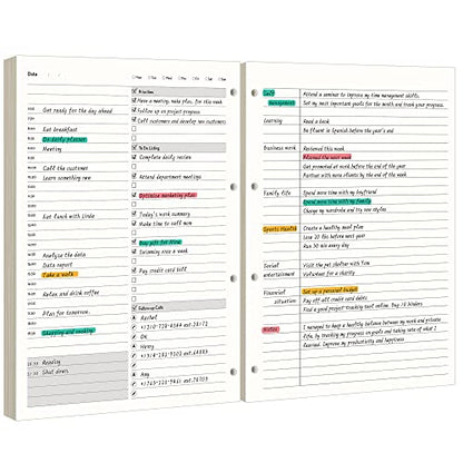 [EMSHOI Daily Planner Refill 8.5" X 11.5", 80 Sheets, 160 Pages Ring Binder Planner Inserts, Thick Cream Color Refill Paper, 100 GSM Loose Leaf, Paper Refills with Gift Box] | Ring Binder Notebook Inserts, 100 GSM Loose Leaf Paper, Refillable, Schedules,