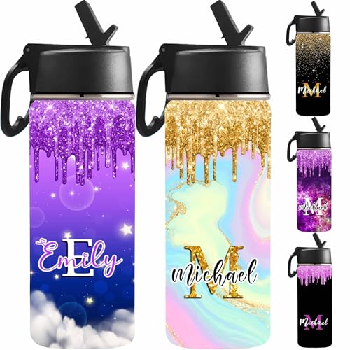 Personalized Water Bottles with Name for Girls, Customized Name Water Bottle Stainless Steel Insulated Cup Customized Gifts for Kids - color: Color_08