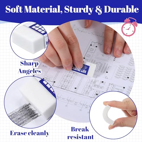 150 PCS White Erasers Bulk, White Rubber Erasers Bulk for School, Office, and Art, Latex-Free Smudge-Free Pencil Eraser for Kids, Students, and Teachers, Classroom Supplies Set