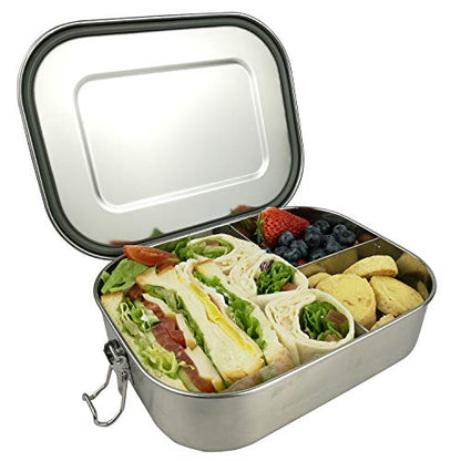 UPTRUST Leak Proof Stainless Steel Bento Lunch Container, (47OZ/1400ML) Metal Bento Lunch Box for Kids or Adults, 3 Compartment Packing Box for Work Lunch - size: 1400 ML - 3-Compartment