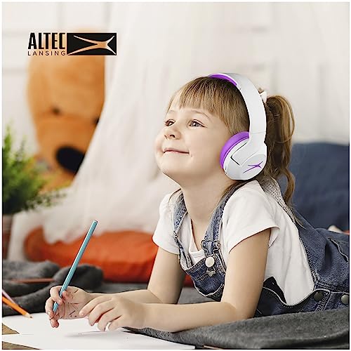 Altec Lansing Kid Safe Noise Cancelling Wireless Headphones 15H Battery, 85dB Volume Limit, Foldable Design Powerful Sound, Active Noise Cancellation Perfect for Kids Ages 7+ - color: Purple