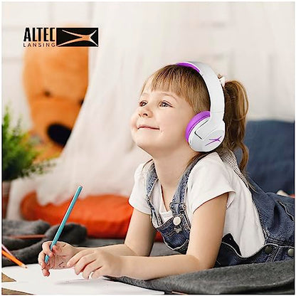 Altec Lansing Kid Safe Noise Cancelling Wireless Headphones 15H Battery, 85dB Volume Limit, Foldable Design Powerful Sound, Active Noise Cancellation Perfect for Kids Ages 7+ - color: Purple
