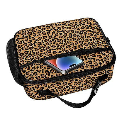 Leopard Print Lunch Bag Reusable Insulated Cheetah Lunch Box Keep Food Cooler Thermal Lunch Tote for Women Men - color: Leopard Print