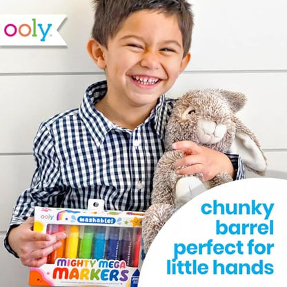 Ooly Thick Toddler Markers with Jumbo Grip, Mighty Mega Triangle Tip Markers for Toddlers with Jumbo Barrel, Perfect for Little Hands - TRIANGLE TIP - style: Triangle Tip