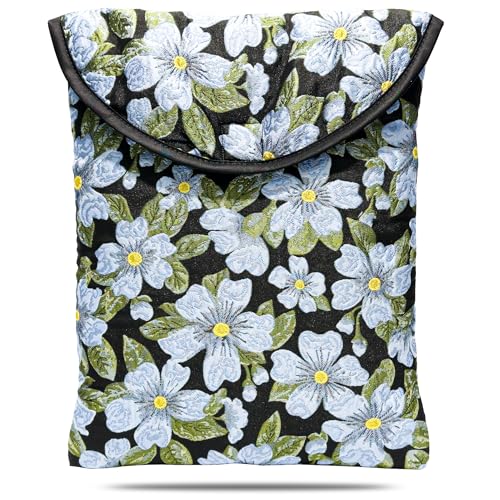 Puffy Laptop Sleeve 13-14 Inch, Soft Laptop Case, Blue Flower | Compatible with 13-14 Inch Macbook Pro/Air/Neo, Asus/Dell Xps/Lenovo Laptops, Protective Carrying Bag for Women and Men - color: Blue Flower, size: 13/14