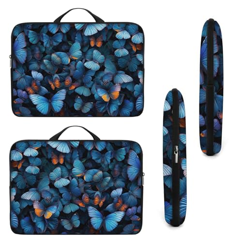 Laptop Sleeve Bag with Handle Computer Protective Soft Cover Case for 14 Inch 13 Inch Laptop,Blue Butterfly - color: Blue Butterfly