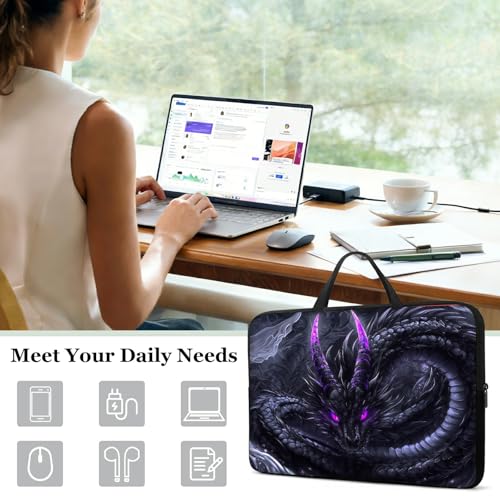 13 13.3 14 inch Laptop Sleeve with Handle, Black Dragon Water‑Resistant Laptop Carrying Case for MacBook Air 13-inch/MacBook Pro 13/14 inch/Dell/HP/Lenovo - color: Black Dragon, size: 13-14 inch Devices