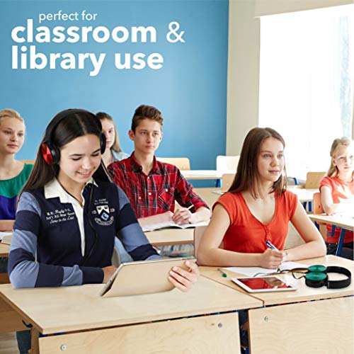 Classroom Headphones Bulk 5 Pack, Student On Ear Color Varieties, Comfy Swivel Earphones for Library, School, Airplane, Kids, for Online Learning and Travel, Noise Stereo Sound 3.5mm Jack (Black) - color: 5-Pack Black