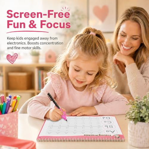 Large Magic Grooved Writing Practice for Kids 3-5, Grooved Writing Books for Kids 6-8, Handwriting Practice Ages 5-7, Preschool Learning Activities (Practice 6-Books)
