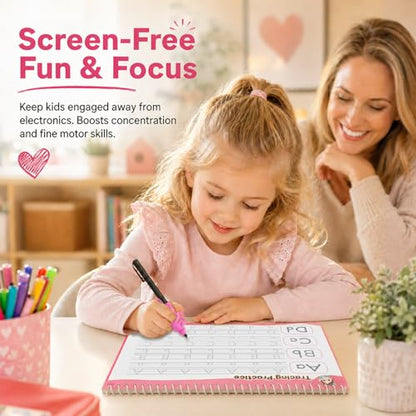 Large Magic Grooved Writing Practice for Kids 3-5, Grooved Writing Books for Kids 6-8, Handwriting Practice Ages 5-7, Preschool Learning Activities (Practice 6-Books)