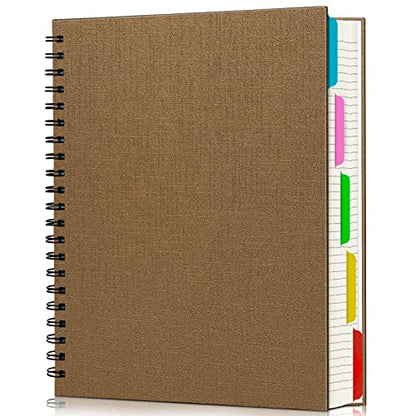 EUSOAR 5 Subject Spiral Notebook, 1pcs A4 11" x8-1/2 College Ruled Writing Pad, 100GSM 120Sheets/ 240Pages of Lined Paper, Thick Hardcover, for Traveling Students, Office and Business, Kraft - color: Kraft, size: A4-1Pack