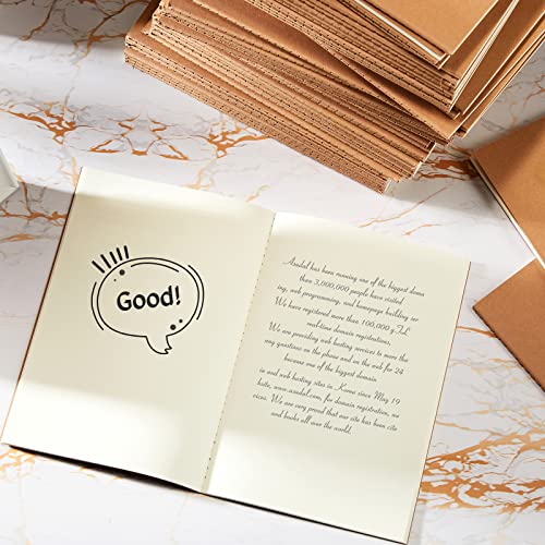 Mimorou 100 Pcs Journals Notebooks Bulk - Kraft Softcover A5 Small Notebooks 5.5 Inch x 8.3 Inch Notepads with 60 Page 30 Sheet for Writing Sketch Travel Office Supplies(Brown,Unlined) - color: Brown, style: Unlined