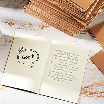 Mimorou 100 Pcs Journals Notebooks Bulk - Kraft Softcover A5 Small Notebooks 5.5 Inch x 8.3 Inch Notepads with 60 Page 30 Sheet for Writing Sketch Travel Office Supplies(Brown,Unlined) - color: Brown, style: Unlined
