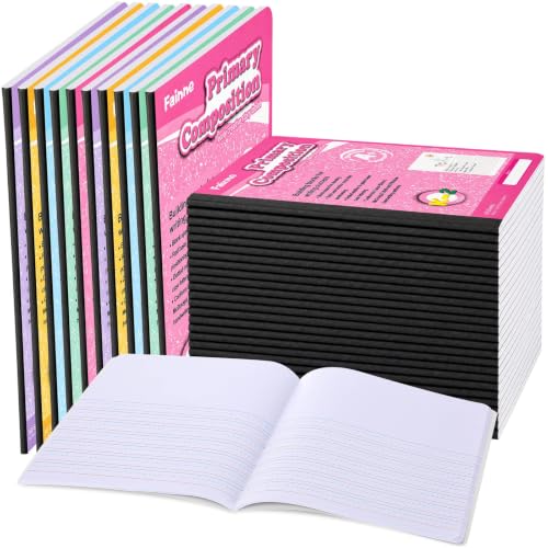 Fainne 30 Pack Primary Ruled Composition Notebook, Grade K-2 Journal 100 Pages, Kindergarten Primary Drawing Story Notebook for Kids Drawing and Writing - color: Macarons