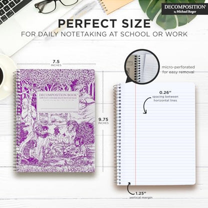 Decomposition Fairy Tale Forest College Ruled Spiral Notebook - 9.75 x 7.5 Journal with 160 Lined Pages - 100% Recycled Paper - Cute Notebooks for School Supplies, Home & Office - Made in USA - color: Fairy Tale Forest, style: Spiral-bound
