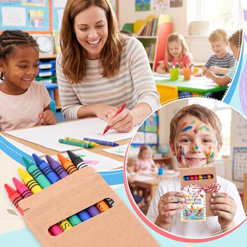 Resurhang 24 Sets/192 Pcs Crayons Bulk 8 Color Back to School Gifts Individual Packs Mini Wrapped Wax Washable Crayons for Student School Supplies Classroom Rewards Gifts - color: 8 Color