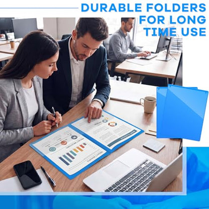 Henoyso 100 Pcs Folders Take Home Heavy Duty 2 Pocket Homework Folder for Students Parent Teacher Communication, 11.8 x 9.45 Inch(Blue) - color: Blue