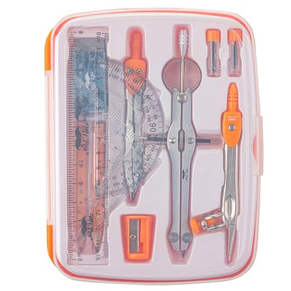 Mr. Pen- Geometry Set, 13 pcs, 3 Metal Compasses, Protractor, 6" Ruler | 45° & 30°/60° Set Squares, Pencils, Lead Refills, Sharpener & Eraser for Math, Drafting & Classroom Use | 45° & 30°/60° Set Squares, Pencils, Lead Refills, Sharpener & Eraser for Mat