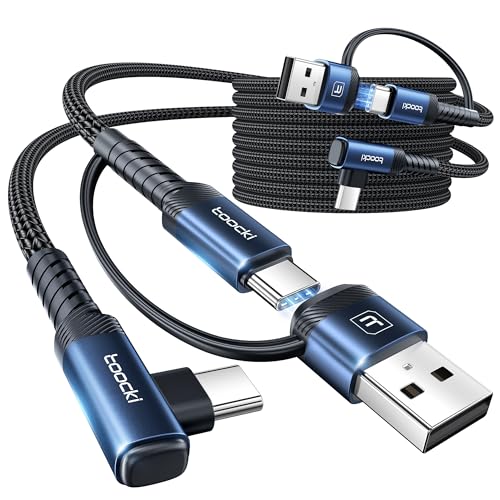 60W USB C Cable, [2-Pack,10FT] Right Angle Type C Fast Charging Cable 2 in 1 Multi USB A/C to USB-C Cable for iPhone 17 16 15 Pro Plus Pro Max Air/MacBook Air/Samsung S25 Ultra/S24/ Note 20 - size: 10FT+10FT