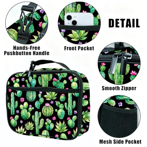Cactus Lunch Box Insulated Reusable Lunch Bag Tote Cooler for Women Men Boy Girl School Work Office Picnic - color: Cactus