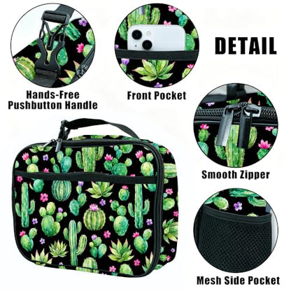 Cactus Lunch Box Insulated Reusable Lunch Bag Tote Cooler for Women Men Boy Girl School Work Office Picnic - color: Cactus